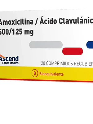 Amoxicilina Ácido Clavulánico (B) 500/125 mg 20 Comprimidos. Ascend