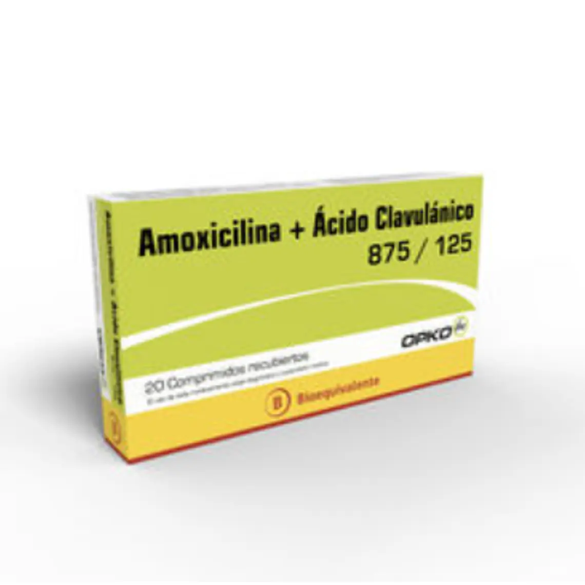 Amoxicilina, Ácido clavulánico (B) 875/125 mg 20 Comprimidos. Opko  1