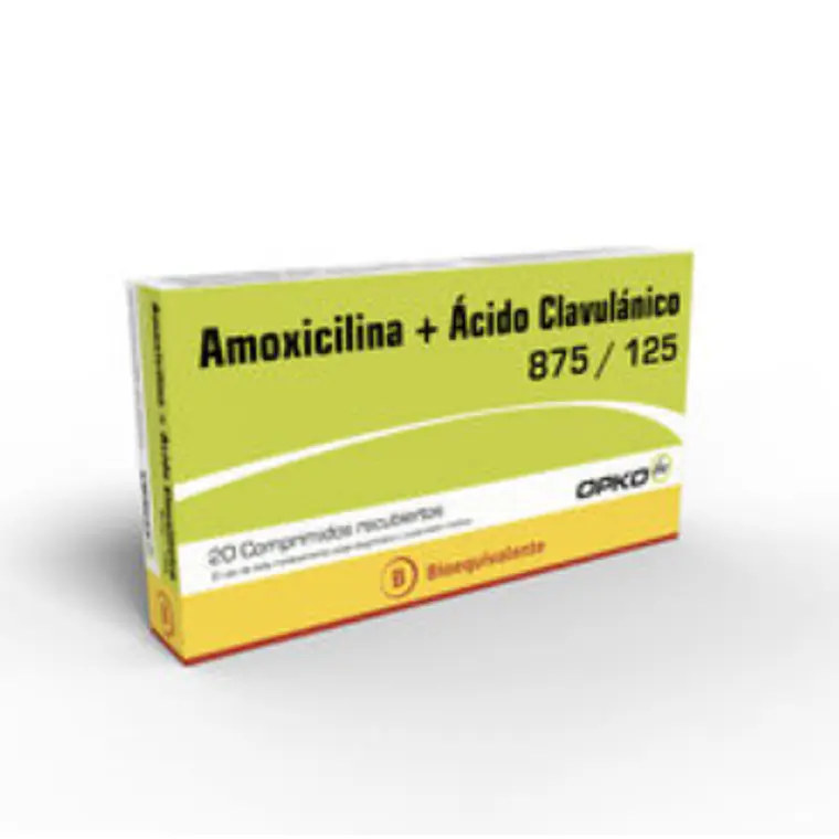 Amoxicilina, Ácido clavulánico (B) 875/125 mg 20 Comprimidos. Opko  1