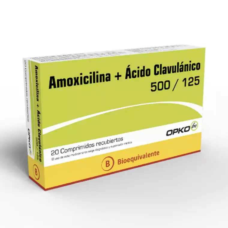 Amoxicilina+Ácido clavulánico (B) 500/125 mg 20 Comprimidos. Opko  1
