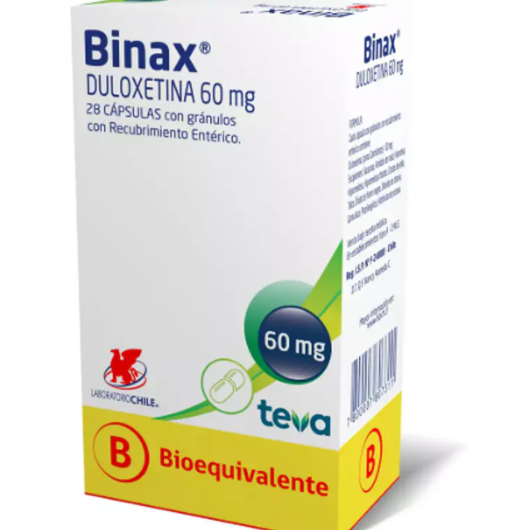 Binax (B) Duloxetina 60mg 28 Cápsulas de recubrimiento entérico. 1