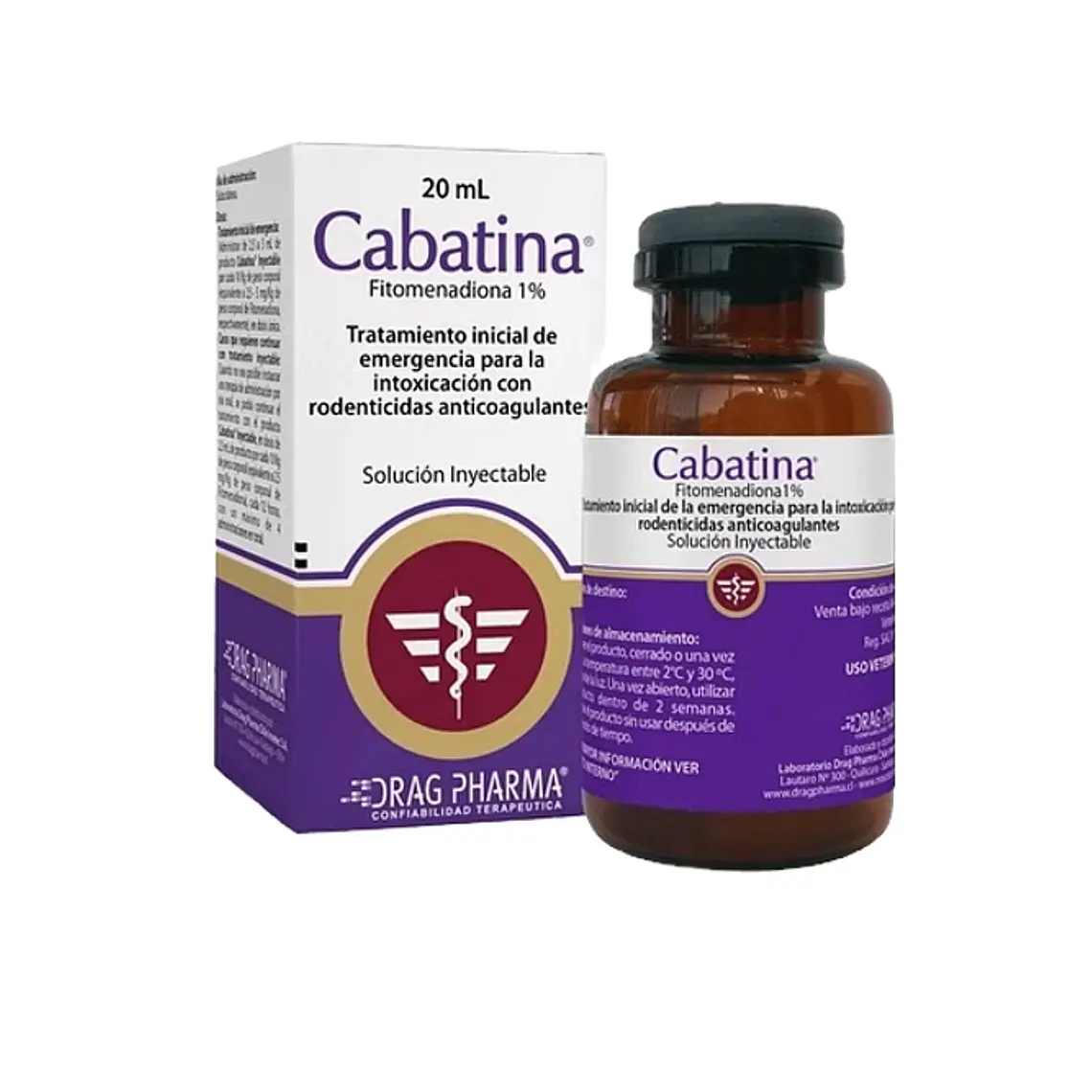 Cabatina Fitomenadiona 1 % Solución inyctable 20 ml. Uso veterinario 1