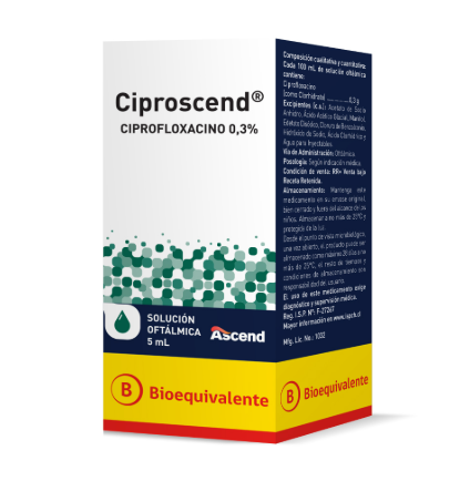 Ciproscend (B) Ciprofloxacino 0,3 % Solución oftálmica 5 ml.