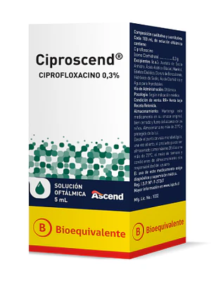 Ciproscend (B) Ciprofloxacino 0,3 % Solución oftálmica 5 ml.