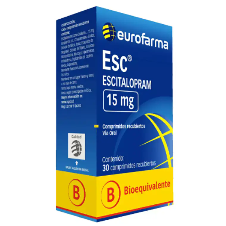 Esc (B) Escitalopram 15 mg 30 Comprimidos recubiertos. 1