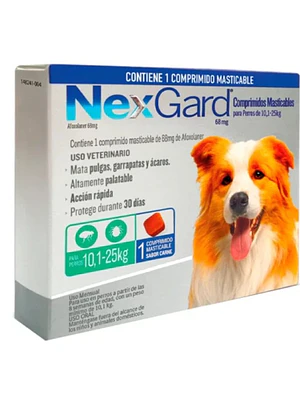Nexgard para Perros de 10-25 Kilos 68 Mg, envase de  1 Tableta Masticable