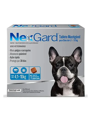 Nexgard para Perros de 4-10 Kilos 28,3 Mg, envase de  1 Tableta Masticable
