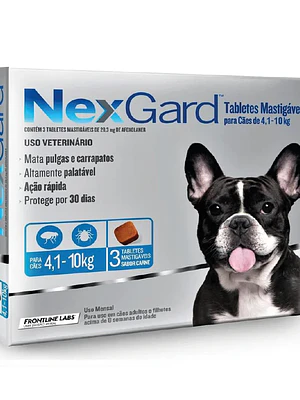 Nexgard para Perros de 4-10 Kilos 28,3 Mg, envase de  3 Tabletas Masticables