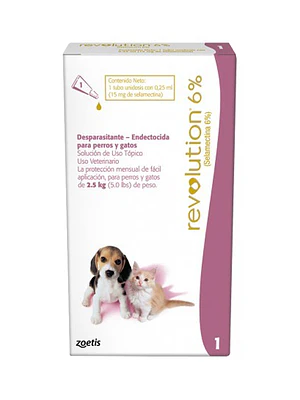 Revolution 6% Pipeta , envase de  0,25 ml (Hasta 2.5 Kilos)