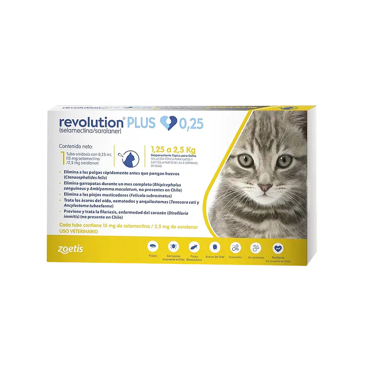 Revolution Plus Gatos 1,25-2,5 kilos Pipeta 0,25 ml. 1