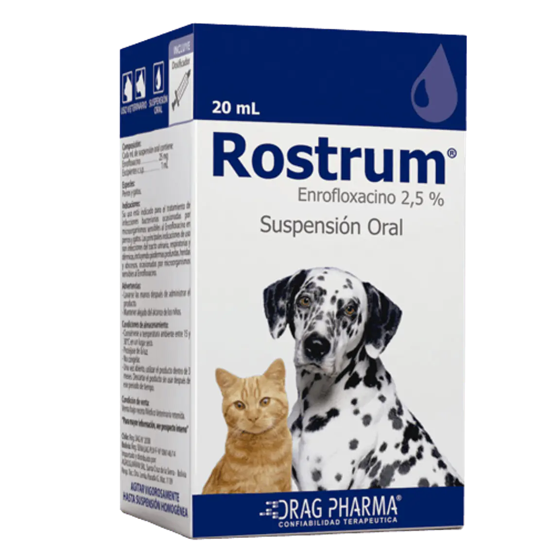 Rostrum Perro/Gato Enrofloxacino 2,5 % Suspensión oral 20 ml. Uso veterinario 1