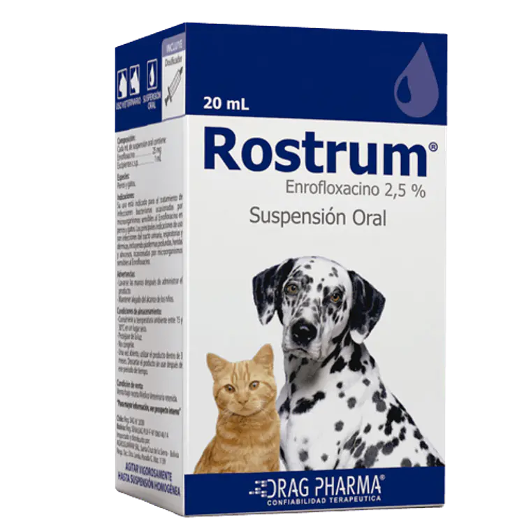 Rostrum Perro/Gato Enrofloxacino 2,5 % Suspensión oral 20 ml. Uso veterinario 1