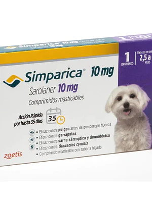 Simparica Comprimidos Masticables 10 Mg , envase de  1