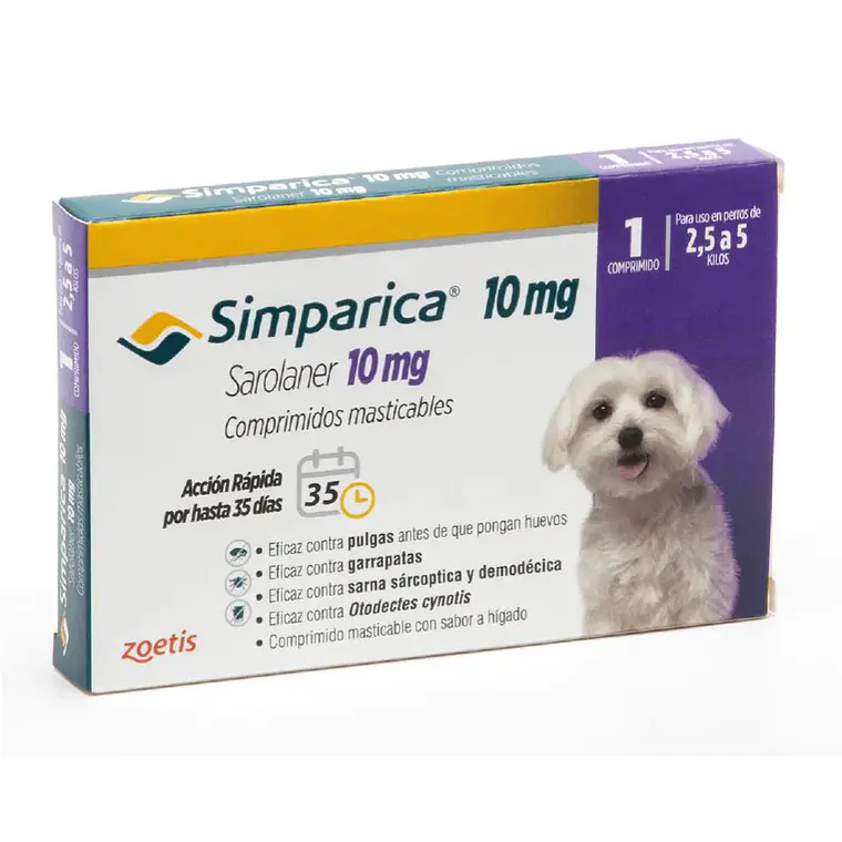 Simparica Sarolaner 10 mg 1  Comprimido masticable. Uso veterinario 1