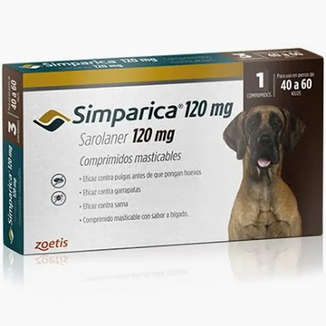 Simparica Sarolaner 120 mg 40-60 kilos 1 Comprimido. Uso veterinario 1