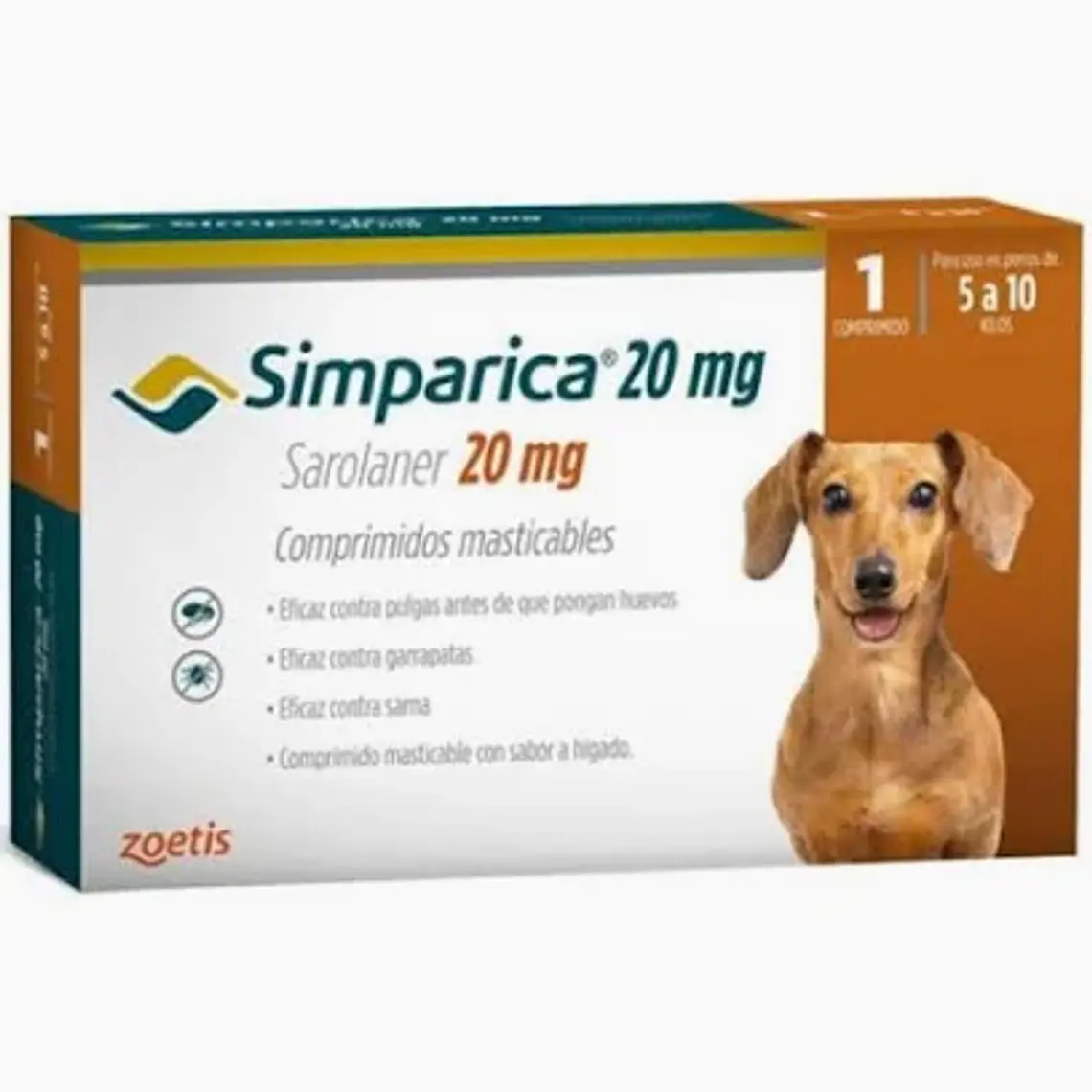 Simparica Sarolaner 20 mg  1 Comprimido masticable. Uso veterinario 2