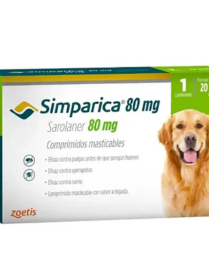 Simparica Comprimidos Masticables 80 Mg , envase de  1 20 Kilos A 40 Kilos