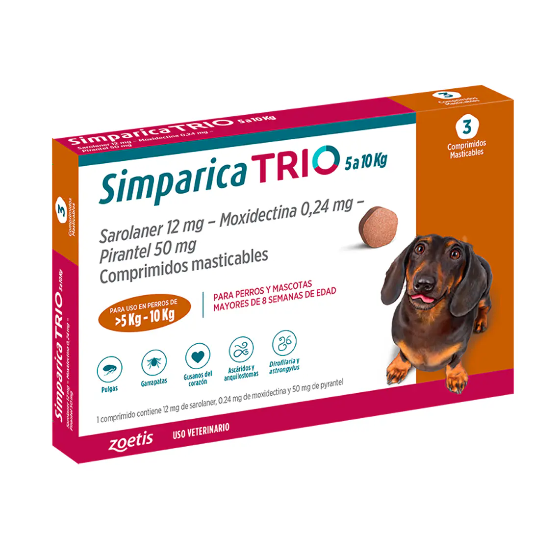 Simparica Trio Caramelo 5,1-10 kilos 3 Comprimidos masticables. Uso veterinario 1