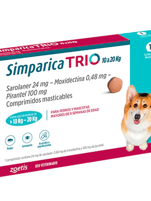 Simparica Trio Comprimidos 10.1 Kilos - 20 Kilos , envase de  1 Und
