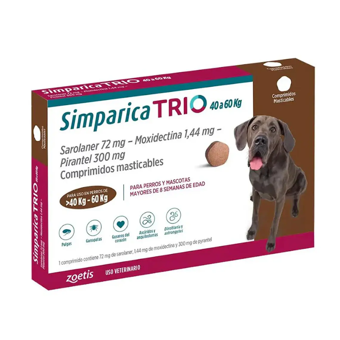 Simparica Trio 40,1-60 kilos 3 Comprimidos masticables. Uso veterinario 1