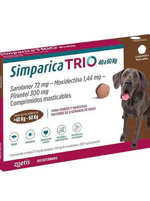 Simparica Trio Comprimidos 40.1-60 Kilos , envase de  3