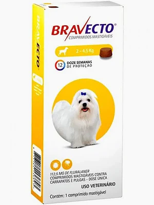 Bravecto Perro 2-4.5 Kilos , envase de  1 Comprimido Masticable