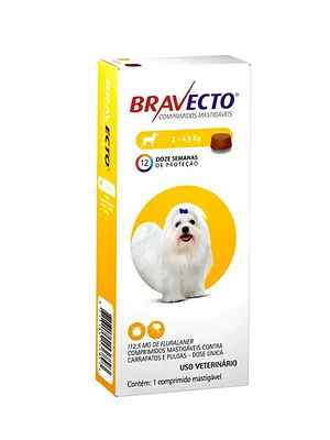 Bravecto 112.5 Mg, para Perros 2 A 4.5 Kilos , envase de 1 Comprimido
