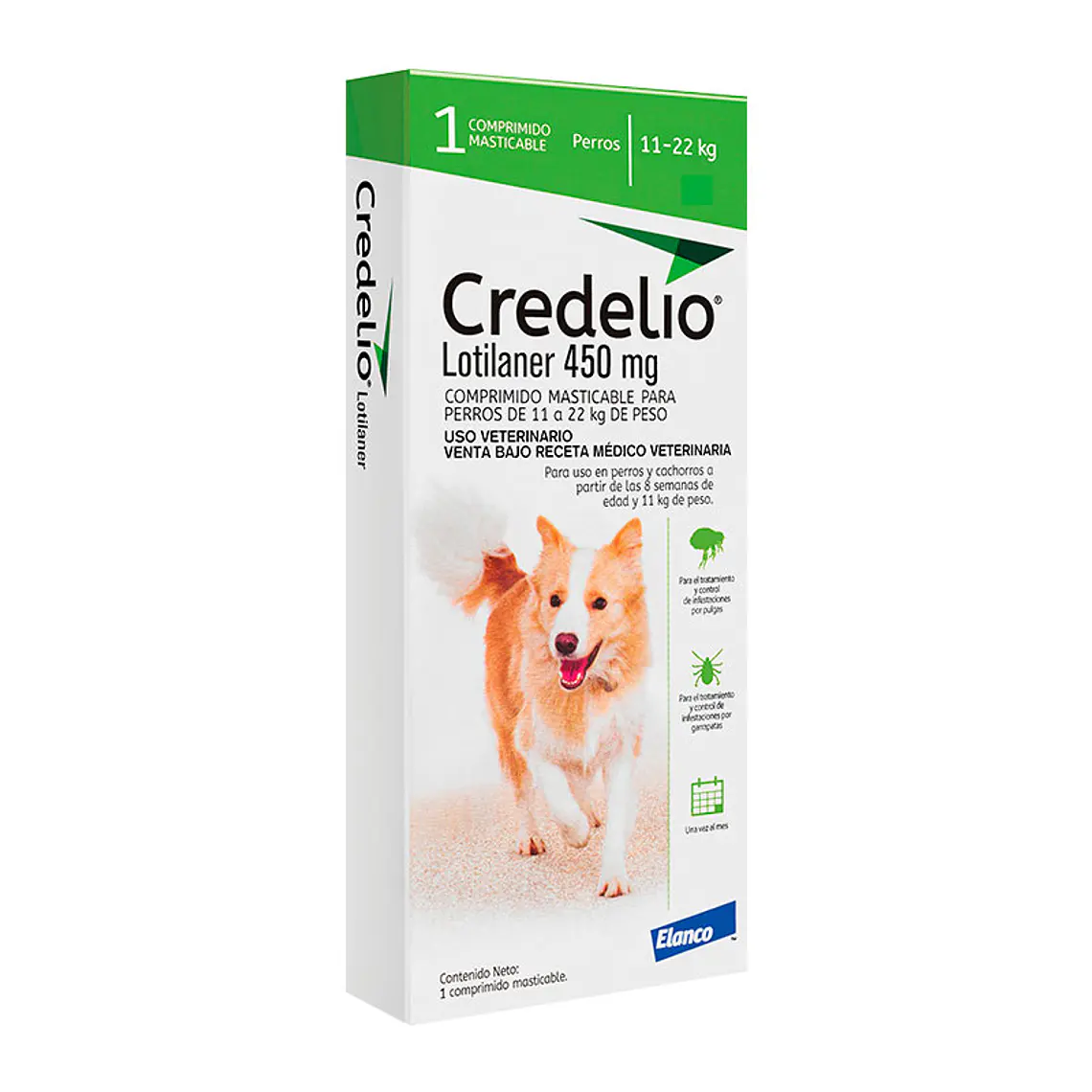 Credelio Lotilaner 450 mg Perros 11 a 22 kg 1 Comprimido masticable. Uso veterinario 1
