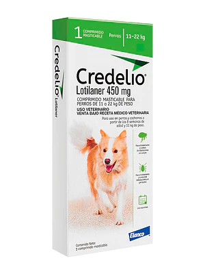 Credelio 450 Mg, para Perros de 11 A 22 Kilos , envase de  1 Comprimido Masticable