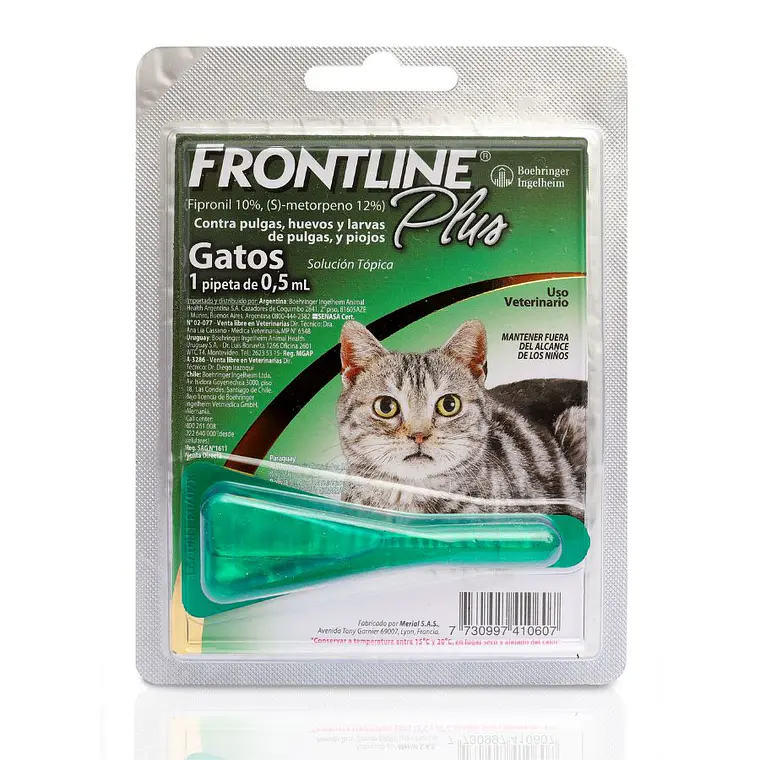 Frontline Plus Antiparasitario Gatos Pipeta 0,5 ml. 1