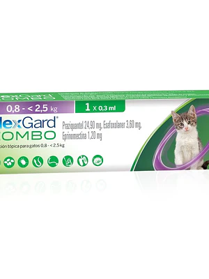 Nexgard Combo Solución tópica para gatos de 0,8-2,5 Kilos, envase de 0,3 ml en 1 Pipeta