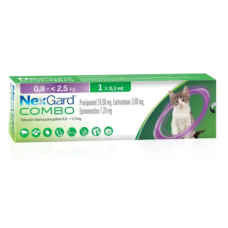 Nexgard Combo Solución tópica para gatos de 0,8-2,5 Kilos, envase de 0,3 ml en 1 Pipeta 1