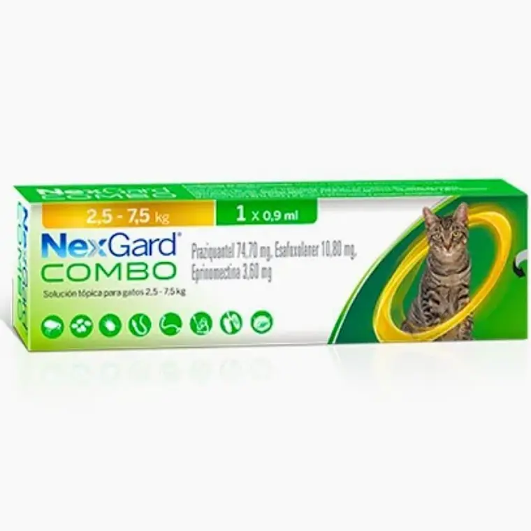 Nexgard Combo Solución tópica para gatos de 2,5-7,5 Kilos, envase de 0,9 ml en 1 Pipeta 1