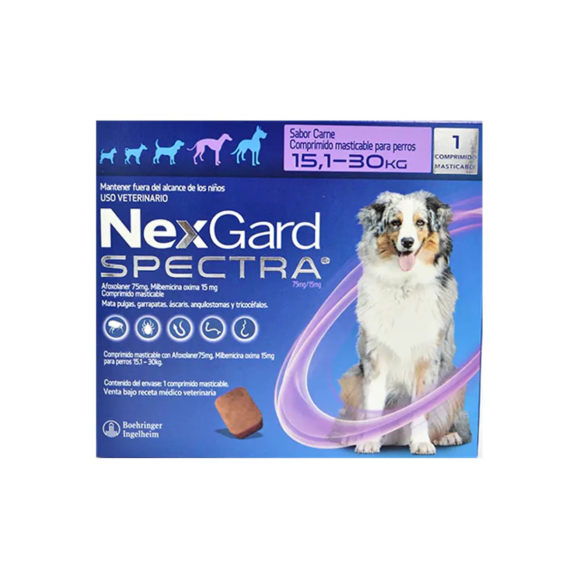 Nexgard Spectra para Perros de 15,1 - 30 Kilos, envase de 1 Comprimido Masticable 1