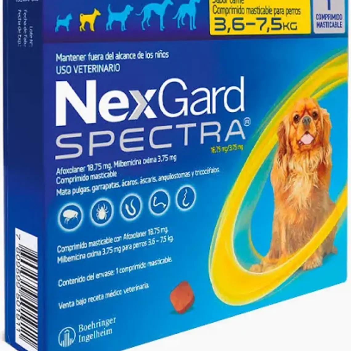 Nexgard Spectra para Perros de 3,6 - 7,5 Kilos, envase de 1 Comprimido Masticable 1
