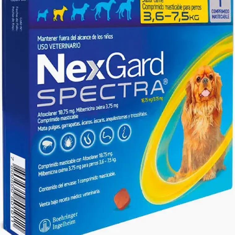 Nexgard Spectra para Perros de 3,6 - 7,5 Kilos, envase de 1 Comprimido Masticable 1