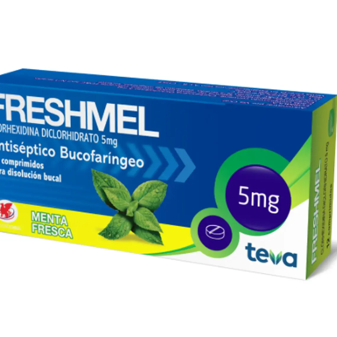 Freshmel Clorhexidina 5 mg 12 Comprimidos sabor menta. 1