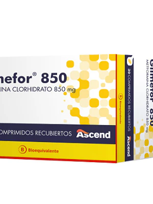 Glimefor (B)  Metformina 850 mg 30 Comprimidos recubiertos.