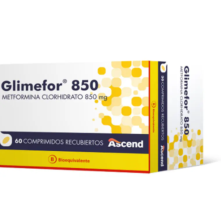 Glimefor (B) Metformina 850 mg 60 Comprimidos recubiertos. 1