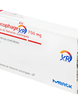 Glucophage XR Metformina 750 mg 30 Tabletas.