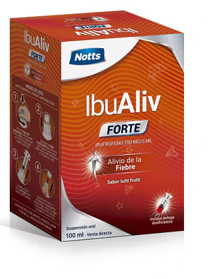 IbuAliv Forte Ibuprofeno 200 mg / 5 ml Jarabe 100 ml.