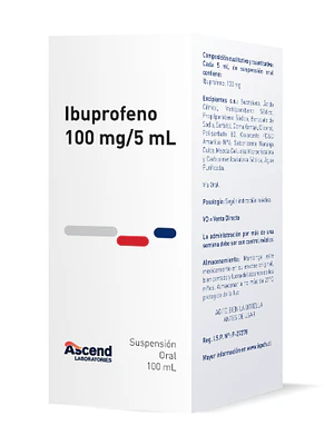 Ibuprofeno 100 mg/ 5 ml Suspensión oral 100 ml. Ascend
