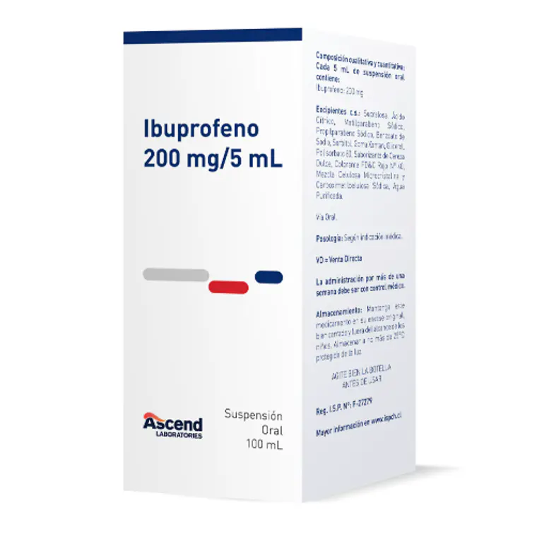 Ibuprofeno 200 mg / 5 ml Suspensión oral 100 ml. Ascend 1