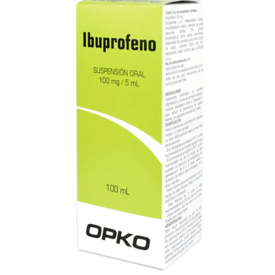 Ibuprofeno 100 mg / 5 ml Suspensión oral 100 ml. Opko 1