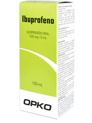 Ibuprofeno 100 mg / 5 ml Suspensión oral 100 ml. Opko
