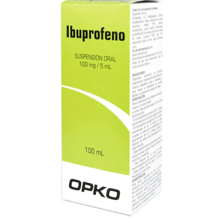 Ibuprofeno 100 mg / 5 ml Suspensión oral 100 ml. Opko 1