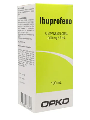 Ibuprofeno 200 mg / 5 ml Suspensión oral 100 ml. Opko