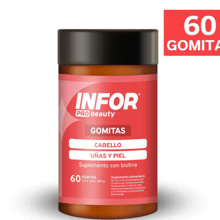Infor Pro Beauty Cabello piel uñas 60 Gomitas. 1