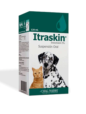 Itraskin Itraconazol 2 % Suspensión oral 120 ml. Uso veterinario