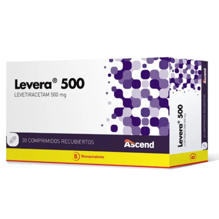 Levera (B) Levetiracetam 500 mg 30 Comprimidos recubiertos. 1